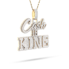 10k Yellow Gold 4.96CTW Pure Diamond "Cash Is King" Pendant Solid Back 37g Charm