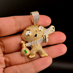 10k Yellow Gold 1.2CTW Natural Round Diamond STEWIE GRIFFIN Pendant 12.6g Charm