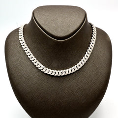 8MM 925 Silver 11.96CTW Round/Baguette Diamond Cuban Necklace 22" Chain - 73.62g