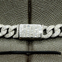 8MM 925 Silver 11.96CTW Round/Baguette Diamond Cuban Necklace 22" Chain - 73.62g