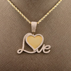 10k Yellow Gold 1.05CTW Natural Diamond Love Picture Memory Pendant 6.2g Charm