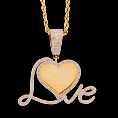 10k Yellow Gold 1.05CTW Natural Diamond Love Picture Memory Pendant 6.2g Charm