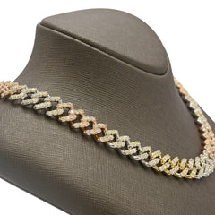 13MM 10k Yellow & Rose Gold 20 Inches 16CTW Natural Diamond Cuban Chain 83gms