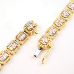 6.5MM 10k Yellow Gold 6.6CTW Baguette Diamond 31.9g 22In Rectangle Tennis Chain