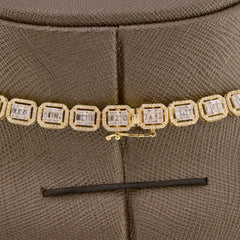 6.5MM 10k Yellow Gold 6.6CTW Baguette Diamond 31.9g 22In Rectangle Tennis Chain