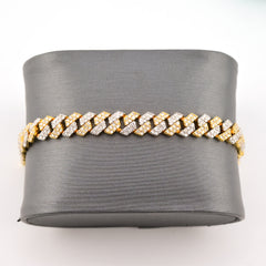 7.2MM 10k Yellow Gold 3.95CTW Natural Diamond Cuban Bracelet 8 Inch 18.9gms