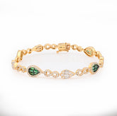 14k Yellow Gold 2.43CT Natural Diamond 0.81CT Emerald Pear Infinity Bracelet
