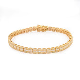 5.5MM 10k Gold 15.6gms 3.25CTW Round/Baguette Diamond Rectangle Tennis Bracelet