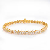4.4MM 10k Yellow Gold 7.2gms 4CTW Natural Diamond Flower Cluster Tennis Bracelet