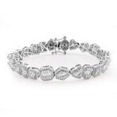 7.5MM 10k White Gold 15.4gms 2.3CTW Natural Diamond Multi Shaped Womens Bracelet