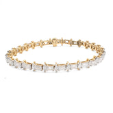 5.5MM 14k Yellow Gold 10.3g 6.79CTW Lab Diamond Emerald Solitaire Women Bracelet