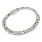8MM 925 Sterling Silver 21.9gm 4.2CTW Pure Diamond Mens Snake Cuban Bracelet 8In