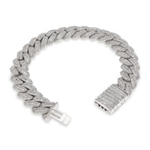 12.5MM 925 Silver 45.7gm 9CTW Natural Round/Baguette Diamond Cuban Link Bracelet