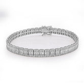 6.5MM 10k White Gold 16g 4.76CTW Pure Round/Baguette Diamond Row Tennis Bracelet