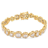 7.5MM 10k Yellow Gold 15.3g 2.33CTW Round/Baguette Multi Shaped Diamond Bracelet