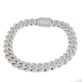 10MM 10k White Gold 35.3gms 5.35CTW Natural Diamond Cuban Link Mens Bracelet 8In