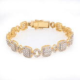 Mens 10MM 10k Yellow Gold 21.5gms 7.4CTW Natural Diamond Square Link Bracelet