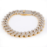 14MM 10k Yellow Gold 56.4gm 13CTW Natural Diamond Cuban Link Mens Bracelet 8Inch