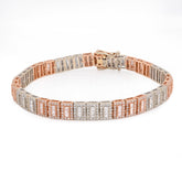 7MM 10k Rose/White Gold 23.7g 4.77CT Pure Round/Baguette Diamond Tennis Bracelet