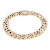 10MM 10k Yellow Gold 35.7gm 5.35CTW Natural Diamond Mens Cuban Link Bracelet 8In