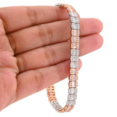 6.5MM 10k Two-Tone Gold 15.8g 5.5CTW Pure Round/Baguette Diamond Tennis Bracelet