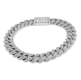 8MM 10k White Gold 48.8gms 7.5CTW Natural Round/Baguette Diamond Cuban Bracelet