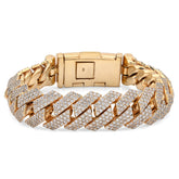 16MM 10k Yellow Gold 92.3gms 16.83CTW Natural Diamond Snake Cuban Mens Bracelet