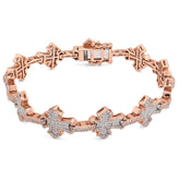 12.5MM 10k Rose Gold 23.3g 3.3CTW Natural Diamond Mens Cross Link Bracelet 8Inch