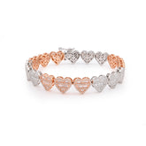 9.4MM 10k Two-Tone Gold 20.3g 3.86CTW Pure Round/Baguette Diamond Heart Bracelet