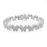 9MM 925 Sterling Silver 17.2g 5CTW Natural Diamond Butterfly Link Women Bracelet
