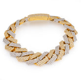 15.2MM 10k Yellow/White Gold 82.6g 13.99CT Natural Diamond Cuban Bracelet 8.25In