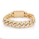 15MM 10k Yellow Gold 131.2g 22CTW Natural Diamond 8.25In Cuban Link Men Bracelet