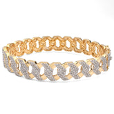 13MM 10k Yellow Gold 3.5 CTW Natural Diamond 2 Row Cuban Link Bangle Mens Bracelet 35.5gm