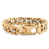 14MM 10k Yellow Gold 2 Tone Cuban Link Mens 8.5" Bracelet 38gms