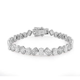 7MM 10k White Gold 18.09 CTW Lab Diamond Emerald/Oval Solitare Bracelet 18.1gms