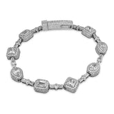 10k White Gold 22.01CTW Oval/Emerald/Princess/Tear Drop Solitaire Diamond 41.5gms Bracelet
