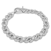 10MM 925 Silver Infinity Link Round Solitaire 14.25CTW Lab Diamond Mens 8" Bracelet 41.6g