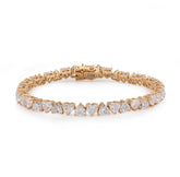 14k Yellow Gold 30 Pointer Solitaire Heart Link 12.84CTW Lab Diamond 7" Womens Bracelet 15.8g