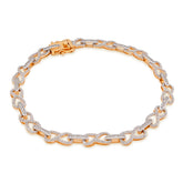 10k Yellow Gold 1.35CTW Infinity Link Natural Diamond Womens 7" Bracelet 6.5gms