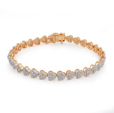 10k Yellow Gold 1.80CTW Natural Diamond Heart Link 7" Womens Bracelet 8.6gms