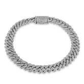8.5MM 925 Sterling Silver 3.83CTW Natural Diamond Snake Cuban Link Mens 8" Bracelet 22.1gm