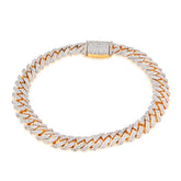 925 Yellow 8.5MM 3.7CTW Natural Diamond Snake Cuban Link Mens 8" Bracelet 22.1gm