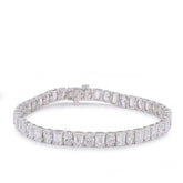 5.1MM 14k White Gold Emerald/Oval Solitaire Link 15CTW Men Women Lab Diamond Tennis Bracelet 7" 11.5gm