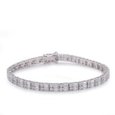 4.4MM 14k White Gold 13.75CTW Emerald/Round Row Lab Diamond Tennis Bracelet 7" 12.2gm