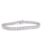 4.4MM 14k White Gold Emerald/Oval Solitaire Link 10CTW Lab Diamond Tennis Bracelet 7" 10.1gm