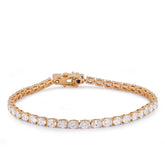 3MM 14k Yellow Gold 6.22CTW Oval Solitaire Tennis Men Women Lab Diamond 7" Bracelet 8.3gm