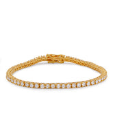 2.8MM 925 SS Yellow 4.30 CTW 7 Pointer Lab Diamond Tennis Bracelet 7" 10gm