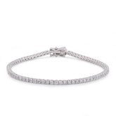 2.2MM 14k White Gold 2.81CTW Lab Diamond 4 Pointer Tennis Bracelet 7" 7.8gm
