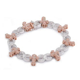 15.4MM 10k White/Rose Gold Cross Infinity Link 4.05CTW Natural Round/Baguette Diamond Mens Bracelet 34gm