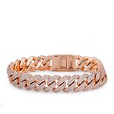 10k Rose Gold 12MM 9.64CTW Natural Diamond Cuban Link 8" Mens Bracelet 65.8gm